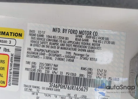 2018 Ford Fusion Se из США, поврежденный, VIN 3FA6P0H76JR165629